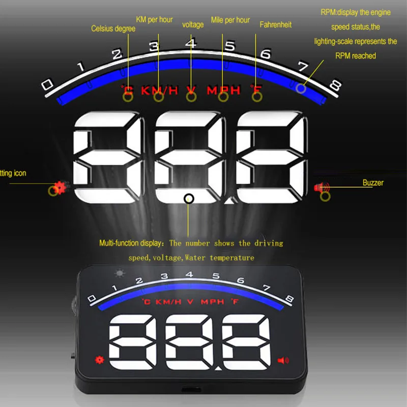 VJOYCAR M6 автомобилей HUD автомобиля Head Up Дисплей OBD2 Overspeed Предупреждение Системы