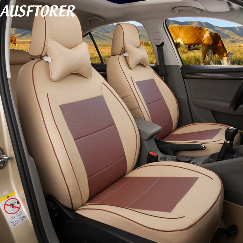 AUSFTORER натуральная кожа 3 ряда 6 и 7 чехол для сиденья для Volkswagen(VW) Sharan 2011- автомобильные чехлы для автомобильных сидений Аксессуары