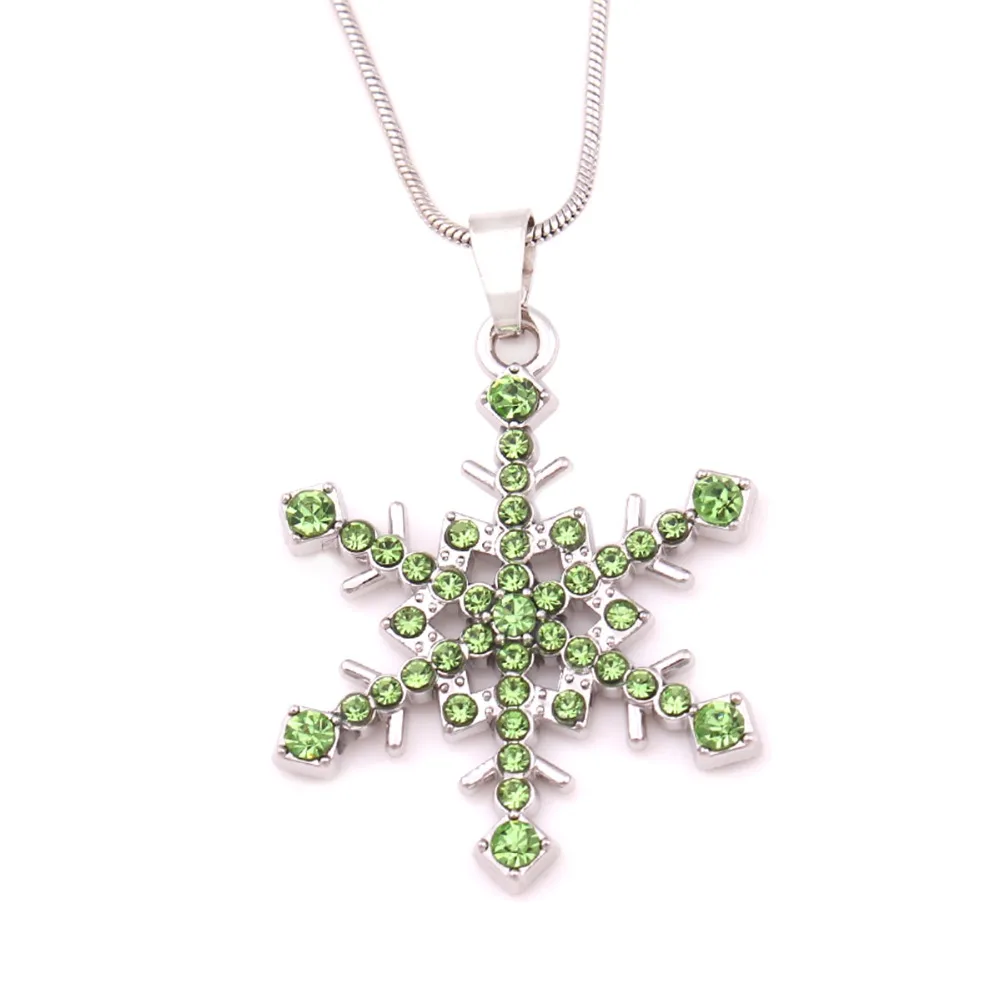 Серебряный тон Хрустальный Снежный кулон ожерелье 18 &quotснежинка зима Рождество