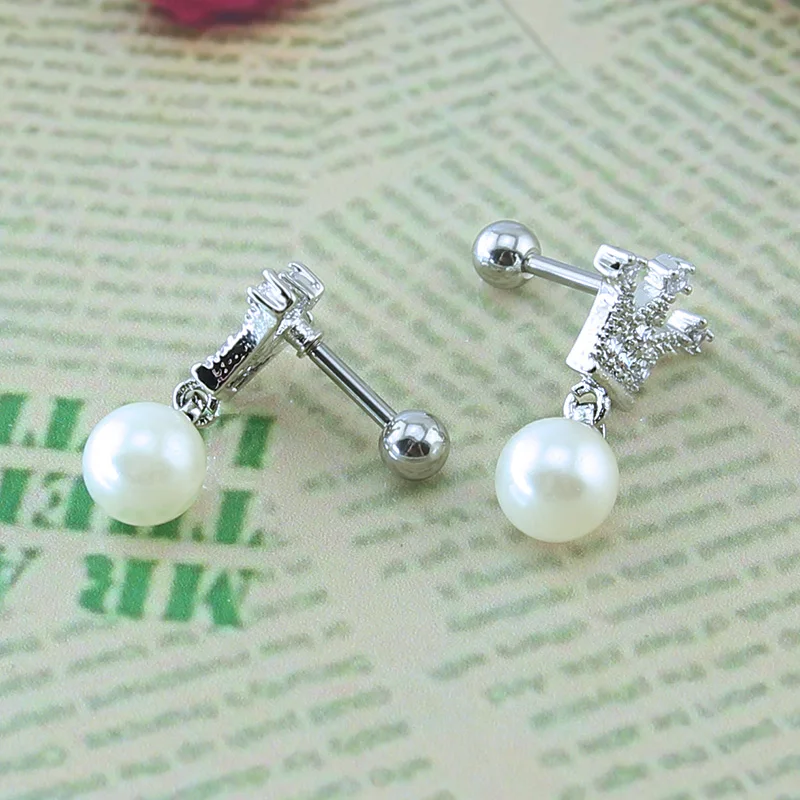 Очаровательные жемчужные серьги гвоздики искусственная Корона модные ювелирные