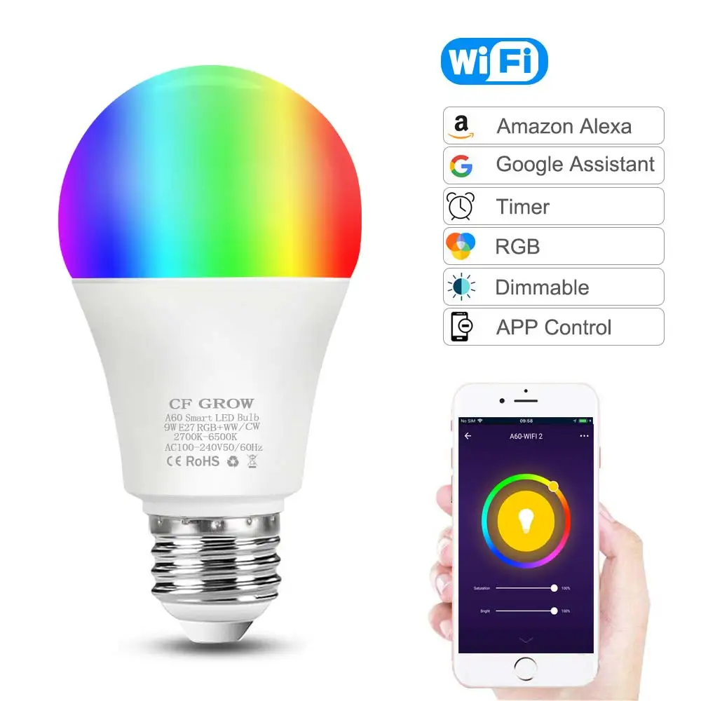 

WiFi Smart Light Bulb 8W 9W 10W 12W E27 A60 Motion Sensor PIR Dusk to Dawn LED Night Bulb Lamp For Home Hallway Lighting 220V