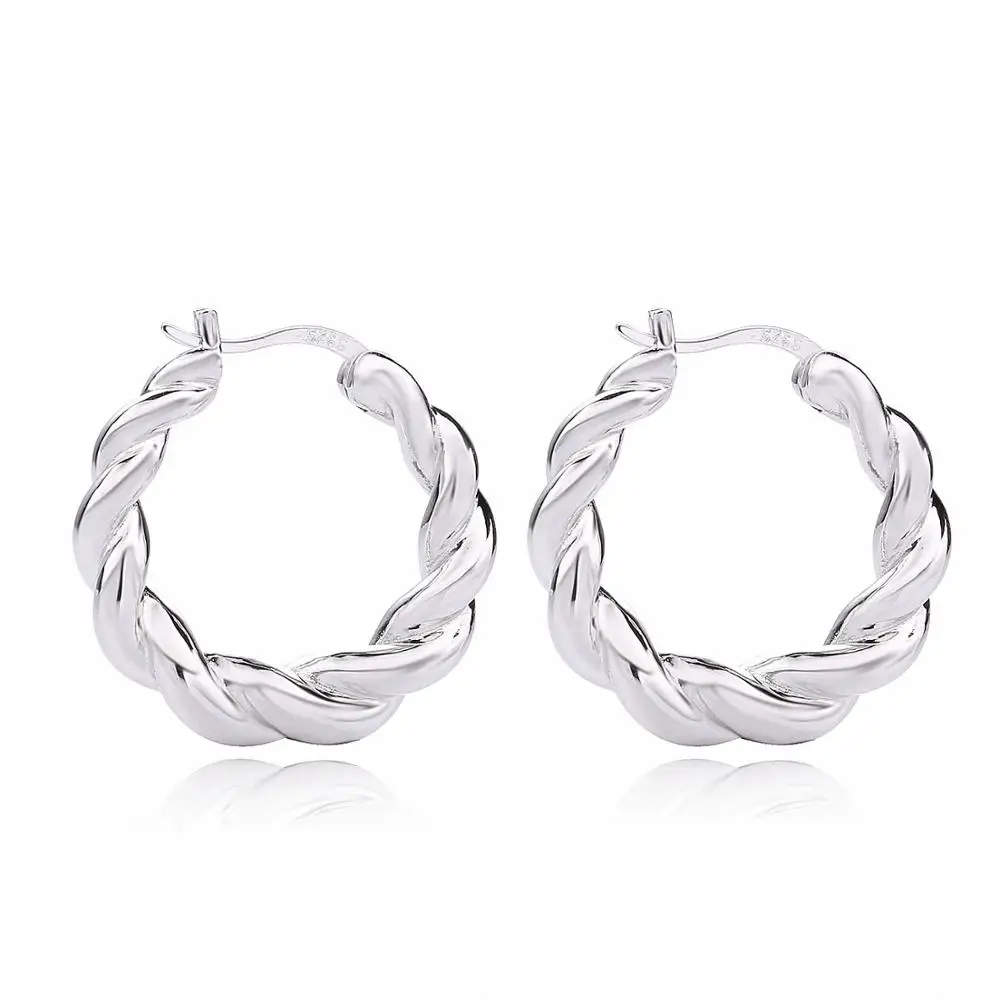 silver big size Moonmory 925 стерлингового серебра популярный дизайн Huggie Hoop Серьги Золото градуированная приливная серьга в виде кольца для европейских женщин ювелирные изделия - Окраска металла: silver big size
