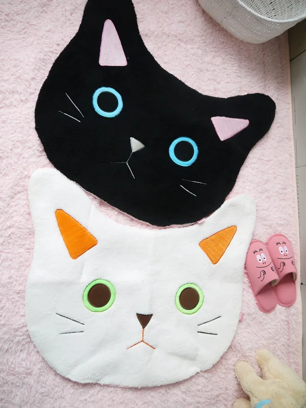 Kawaii животные Черный/Белый Кот игровой коврик мультяшный дверной впитывающие