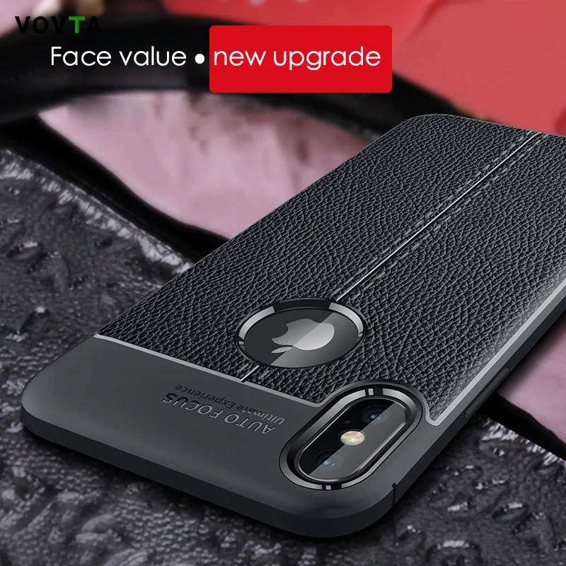 Luxury Litchi Leather Phone Cases For iPhone 6S 6 7 8 Plus XS Max Cover Skin Soft TPU Silicone Case XR X 5 5s Shell |