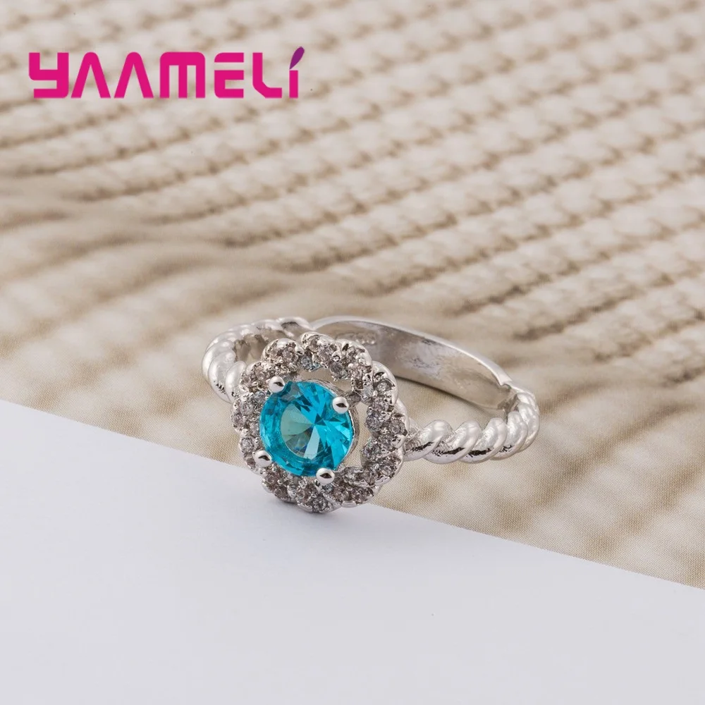 New Style Wedding Ring Top Quality Jewelry With Blue Clear Zirconia Stone 925 Sterling Silver Accessories Hot Sale | Украшения и