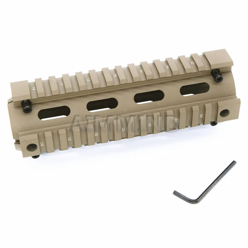 Высокое качество Tan Rail System Quad Handguard 6 7 дюймов Carbine Length 2 шт Drop In Picatinny Hand Guard AR