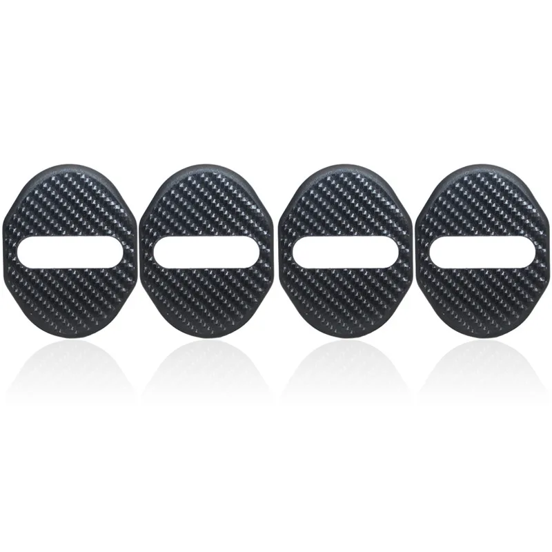 carbon fiber black 4 шт. автомобильный Стайлинг для Mitsubishi Outlander от 2006 до 2012 крышка дверного замка автомобиля пряжка Наклейка защитная крышка для Pajero пластик - Цвет: carbon fiber black