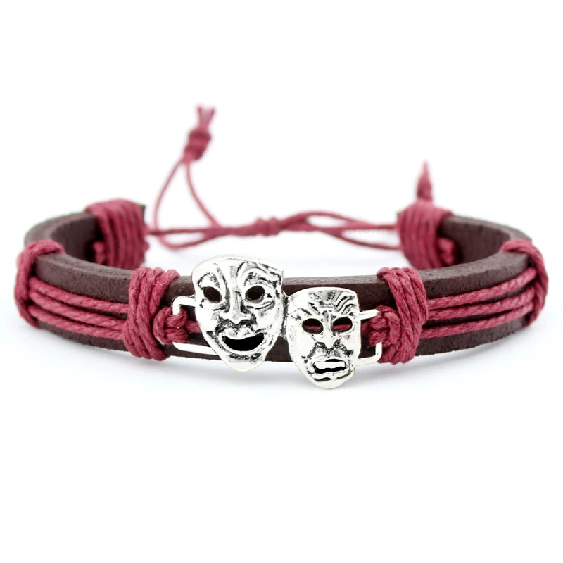 Мужской/женский браслет из вощеной кожи с черепом скелетом|men jewelry|leather bracelet