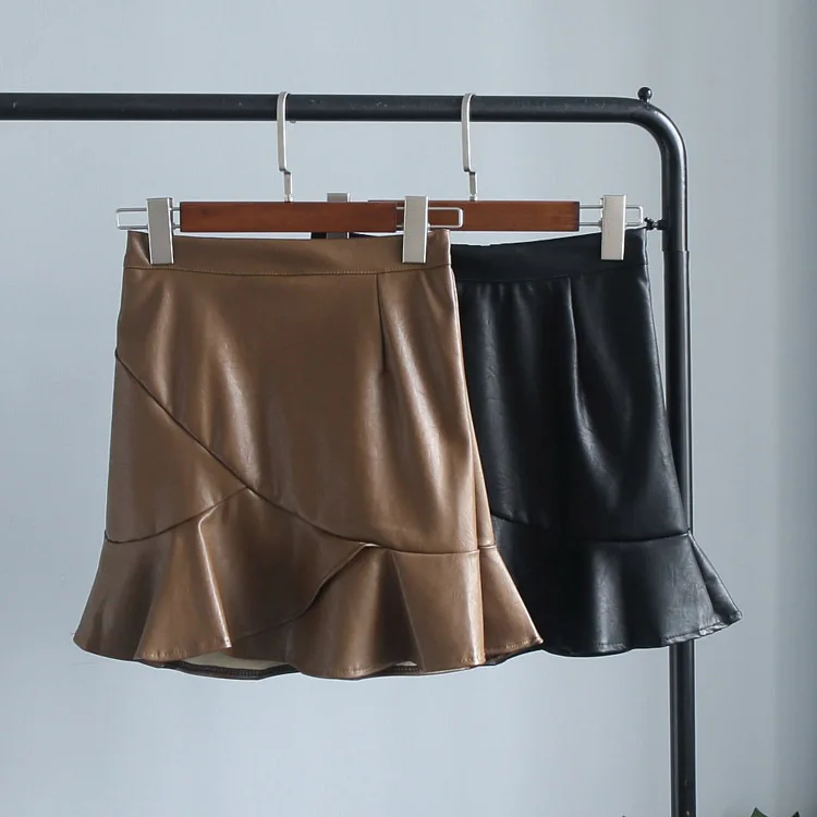 Wankou Новинка 2017 года Для женщин Искусственная кожа юбка полиэстер подкладка