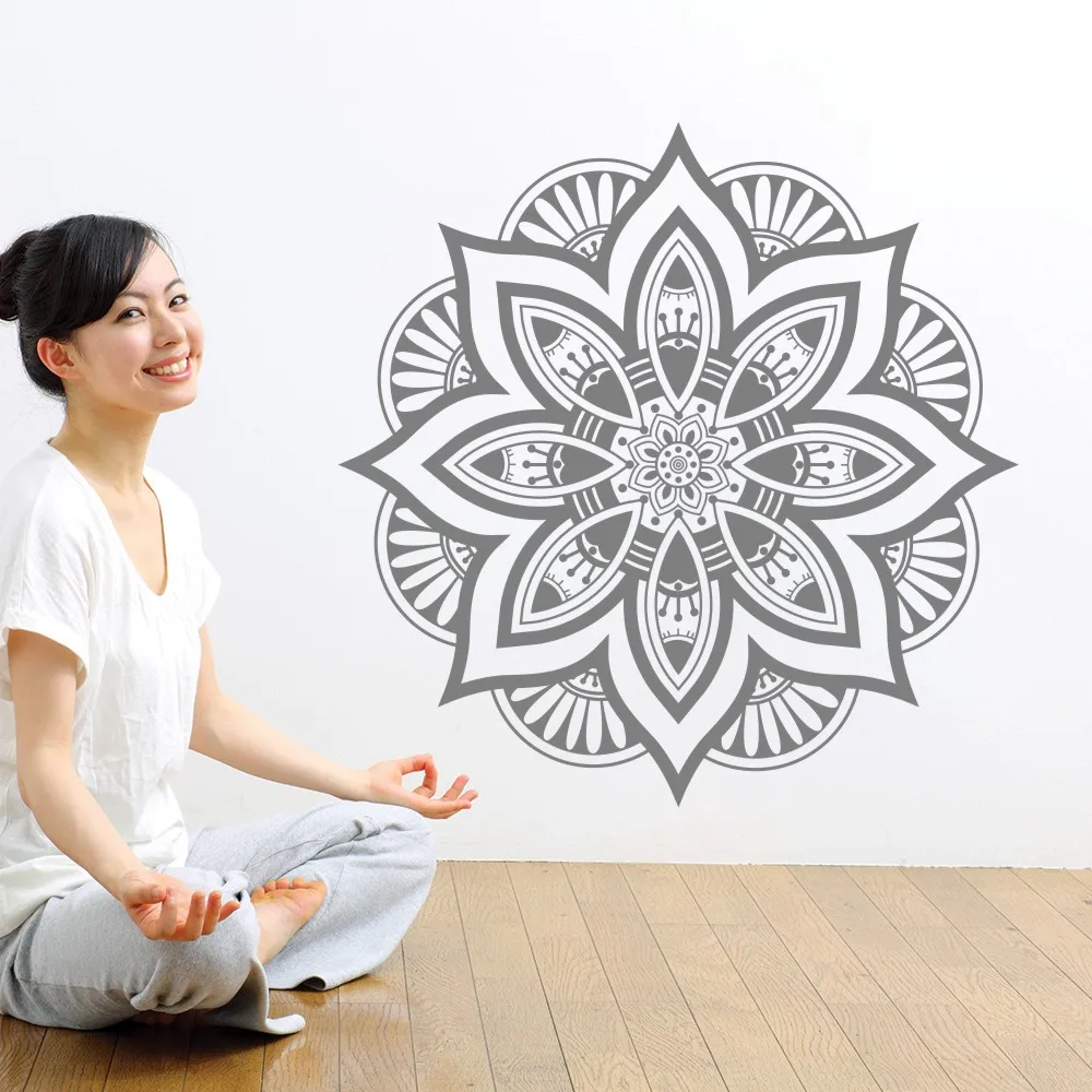 Beautiful design non-toxic PVC Mandala flower wall sticker Yoga room decals art mural decoration home decor | Дом и сад