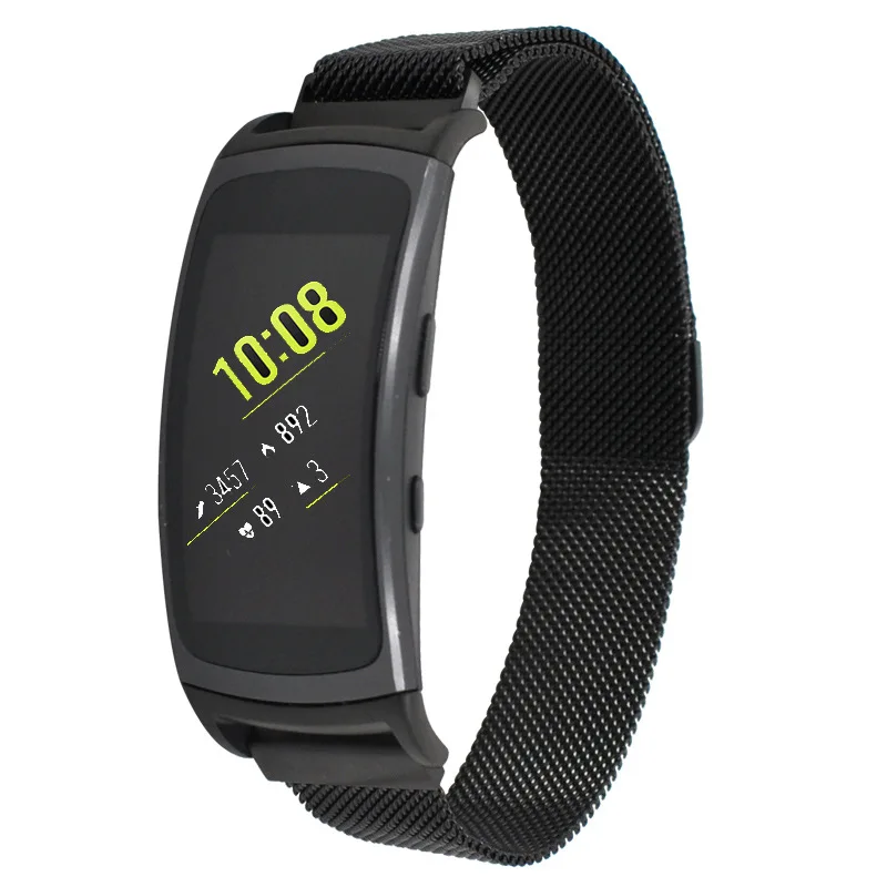 Черный Для samsung gear Fit 2 Pro браслет металлический Миланский ремешок для часов для samsung gear Fit 2 ремешки из нержавеющей стали умные часы - Цвет: Черный