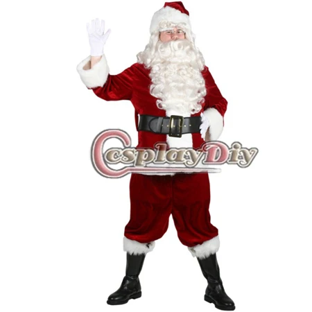Cosplaydiy Бесплатная доставка Рождественский костюм Санта Клауса для