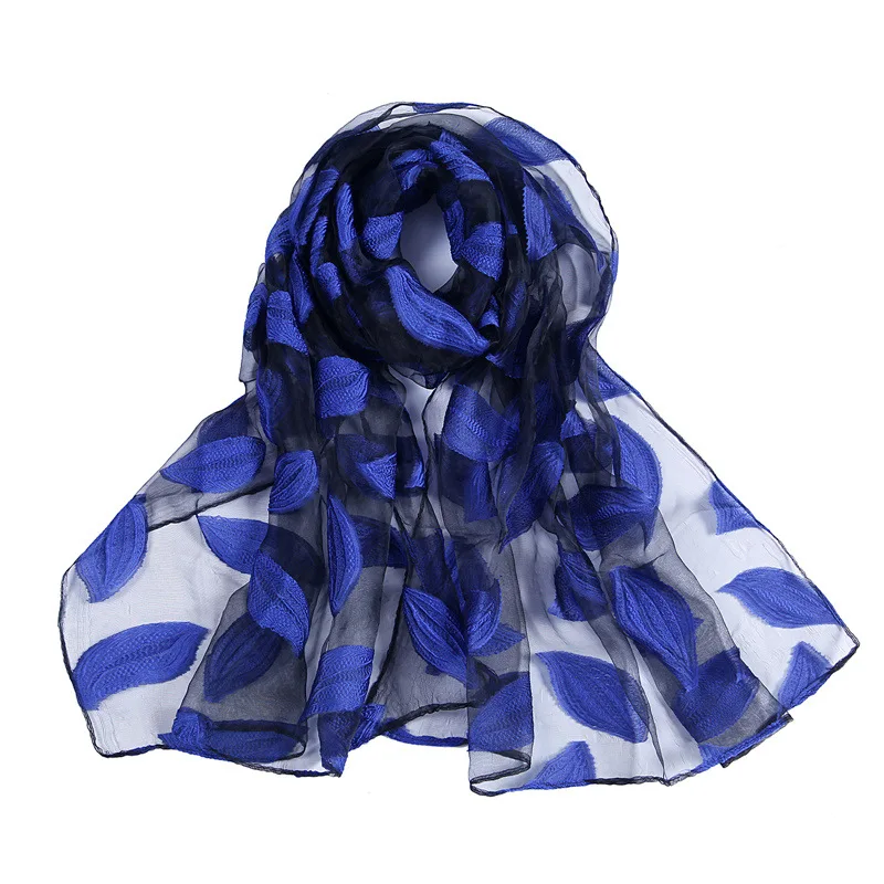 

LaMaxPa Luxury Brand 2019 New Fashion Summer Scarf For Women Leaf Pattern Long Wrap and Shawl Beach Hijab Female Foulard