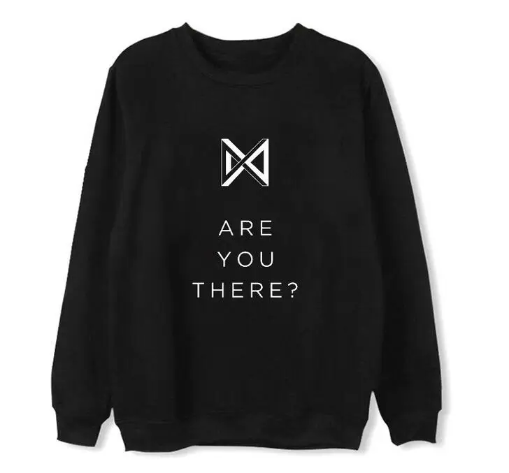 

Новинка, флисовая/тонкая Толстовка Kpop monsta x с принтом логотипа, пуловер в стиле унисекс на осень и весну, толстовки k-pop
