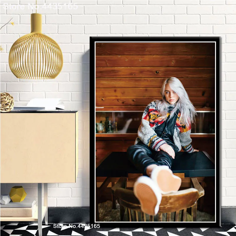 Зеленый Billie Eilish Poster Singer Star Posters and Prints Wall Art Picture Canvas Painting Decoration for Living Room Home Decor - Цвет: Зеленый