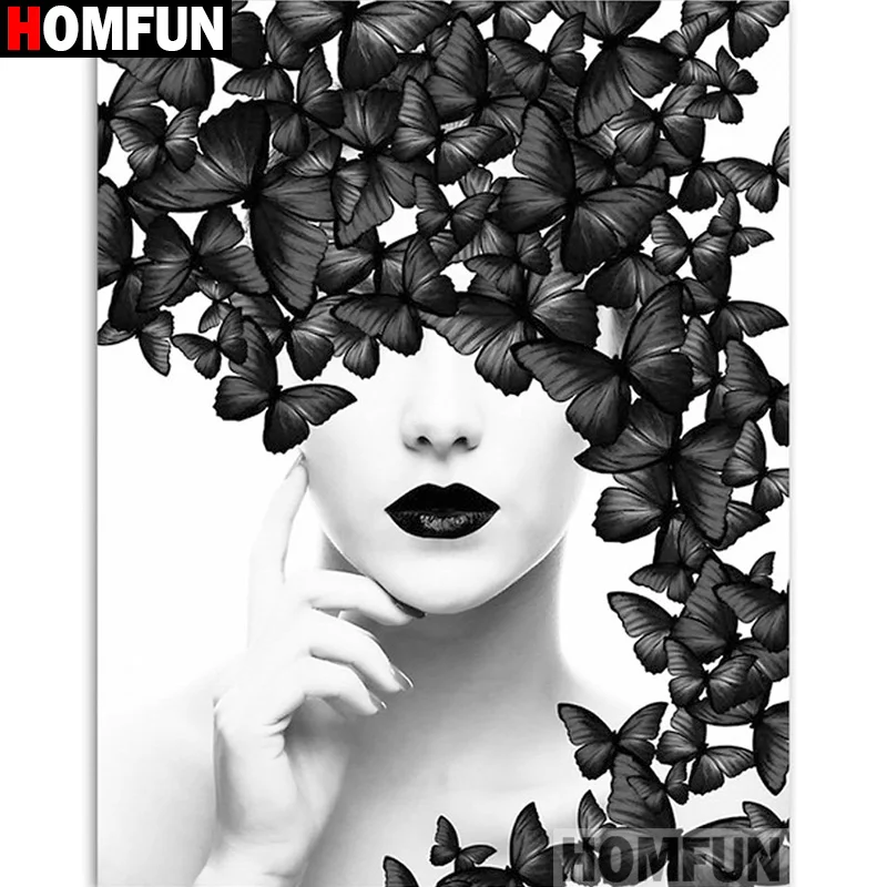 Алмазная 5D картина HOMFUN Бабочка красавица вышивка крестиком квадратными/круглыми