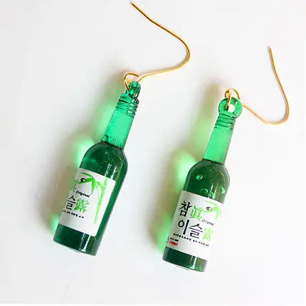 Личность стеклянные пивные бутылки крюк ювелирные изделия женщины oorbellen букле