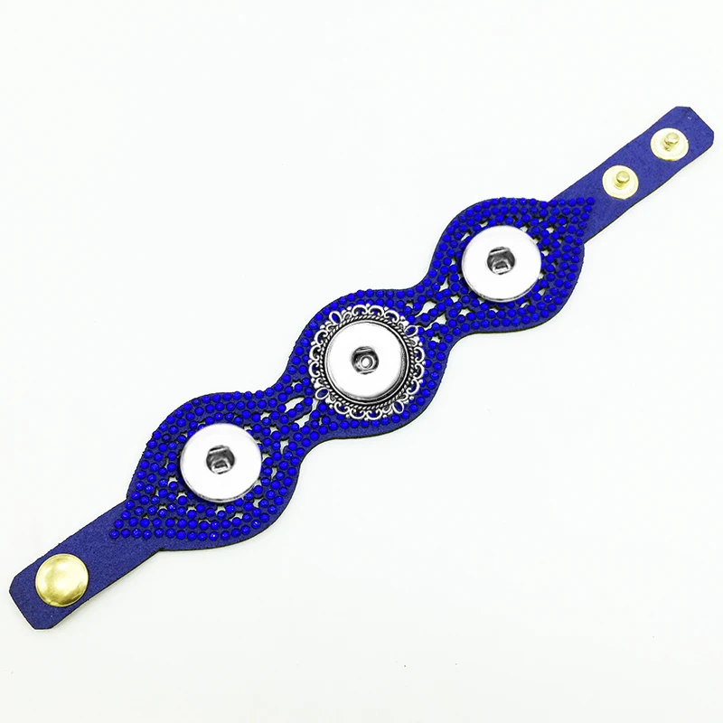 New 3 button Korean velvet crystal snap bracelet GJ5701 (fit 18mm 20mm snaps) | Украшения и аксессуары