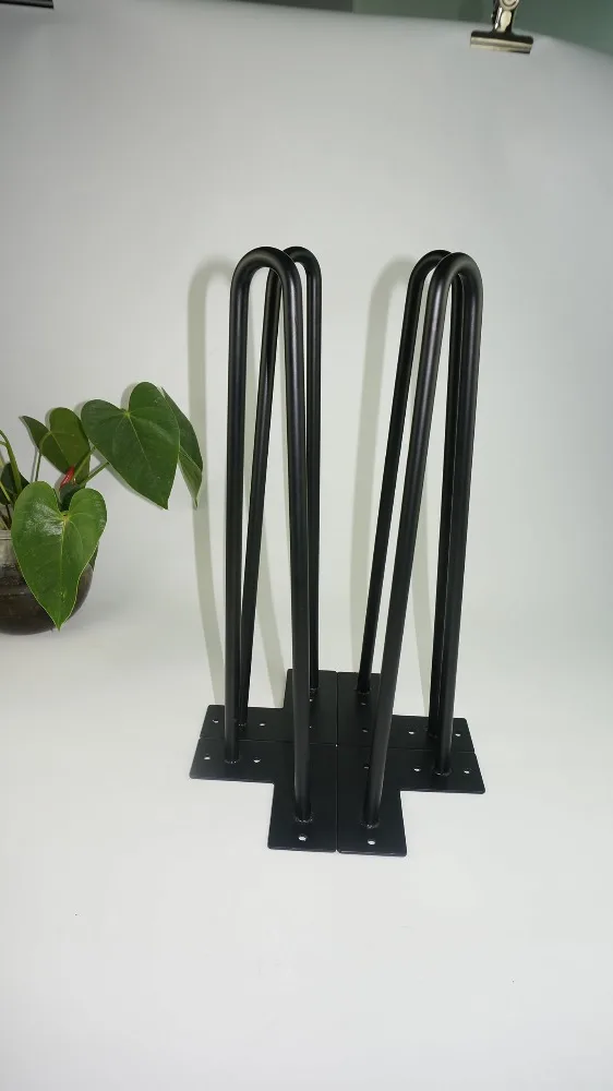 [Free shipping] 4 pcs 16&quot black metal furniture hairpin legs 2-rod/pin style | Мебель
