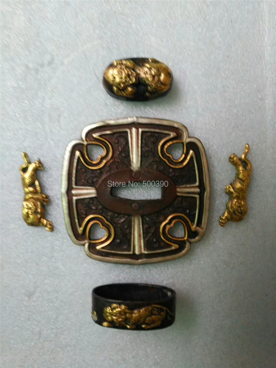 Костюм медной Tsuba Guard для японского самурайского меча катаны аксессуары + Fuchi