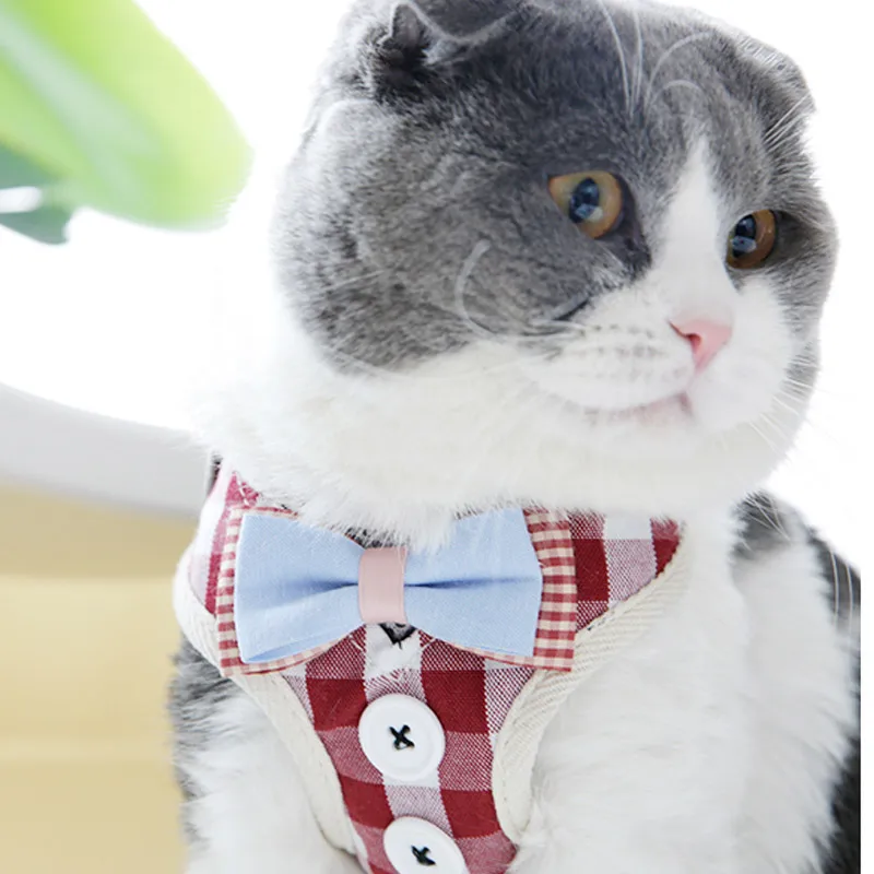 Cats Harness British Grid Tie Adjustable with Leash for Outdoor Dropshipping | Дом и сад