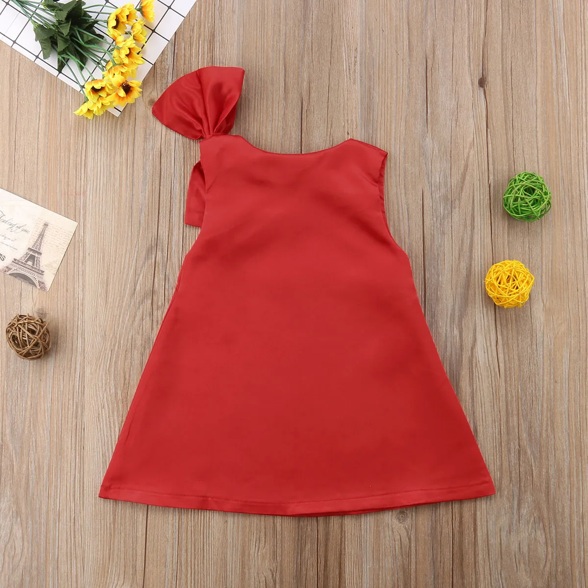 2018 Newly Summer Princess Fashion Toddler Baby Girls Dress Sleeveless Bow Red A-Line Knee-Length Sundress 1-6Y | Детская одежда и