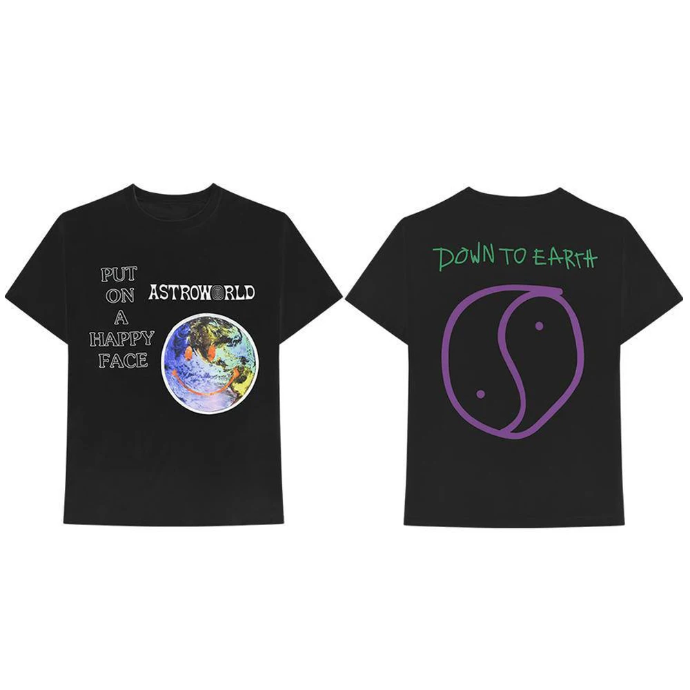 Трэвиса Скотта Astroworld, футболка, высокое качество, 1:1 хлопок, ASTROWORLD, футболка для мужчин и женщин, уличная одежда, хип-хоп, Astroworld, футболка, топ, футболка - Цвет: black9