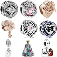 btuamb high quality crystal hollow dress tree bear sock dog lantern charms beads fit brand bracelets for women making jewelry