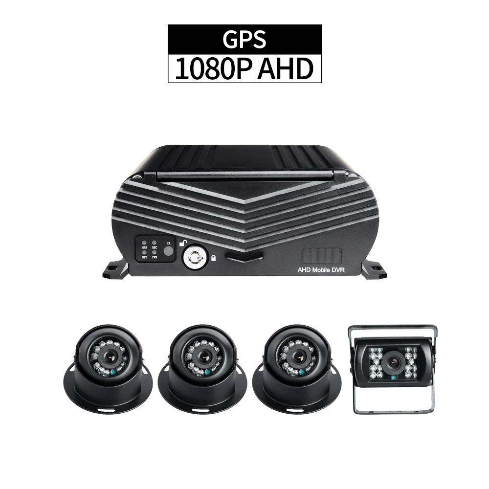 Комплект GPS Mobile DVR 4 канальный HDD 1080P фотомагнитофон G sensor Loop Video с камерами AHD 2.0MP для