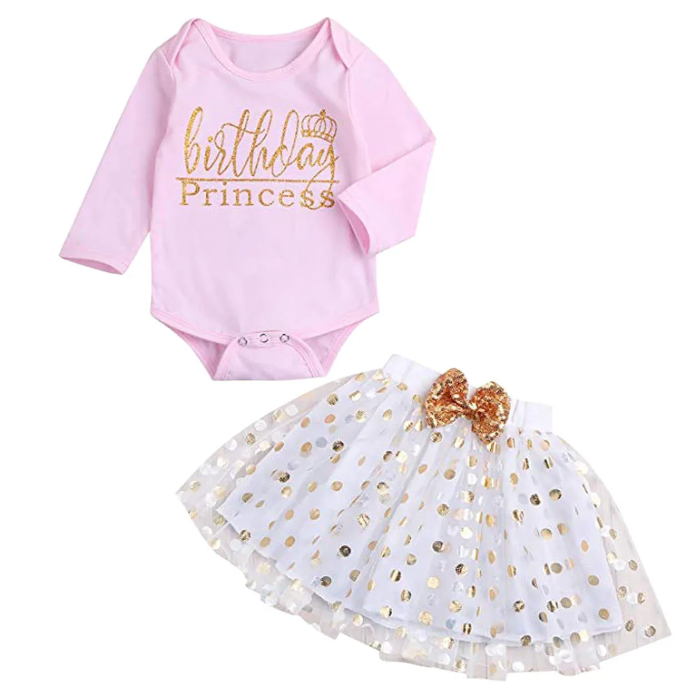 2018 Новый Модный комбинезон с буквенным принтом для маленьких девочек в горошек