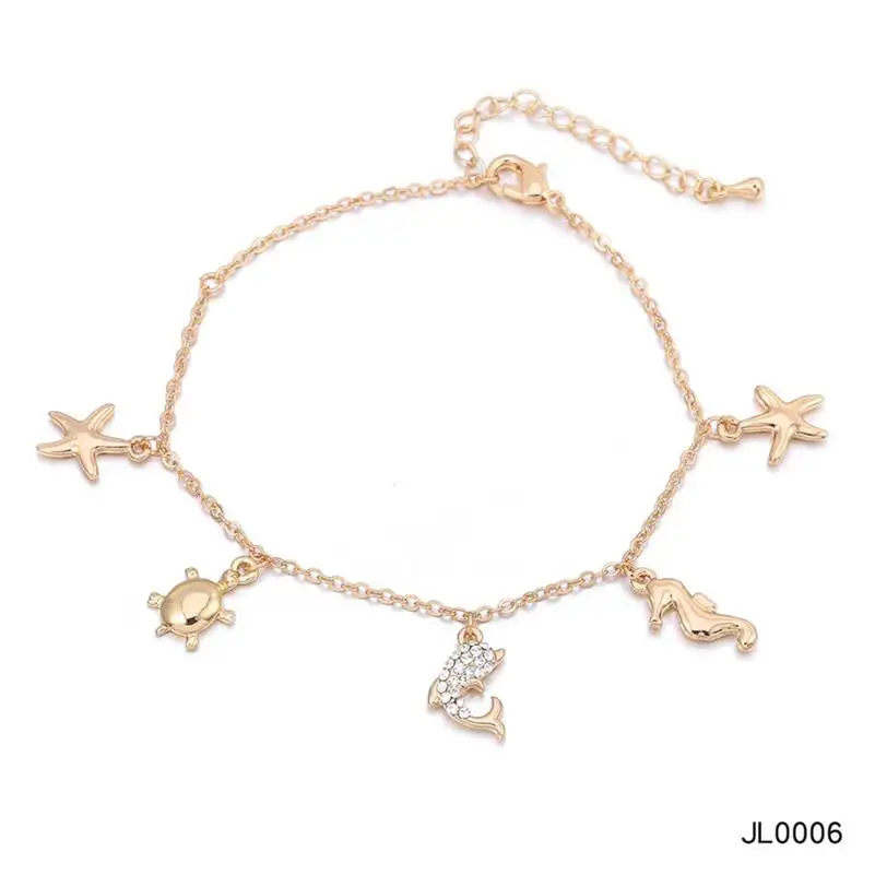 Boho для женщин ножной браслет пляж черепаха кулон в виде морской звезды с жемчугом