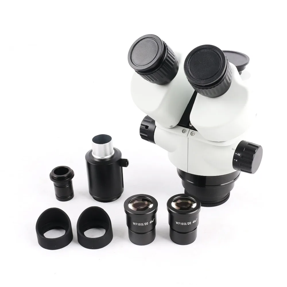 7-45X непрерывный зум Тринокулярный Стерео микроскоп головка WF10X окуляр C-mount камера адаптер микроскопио головка