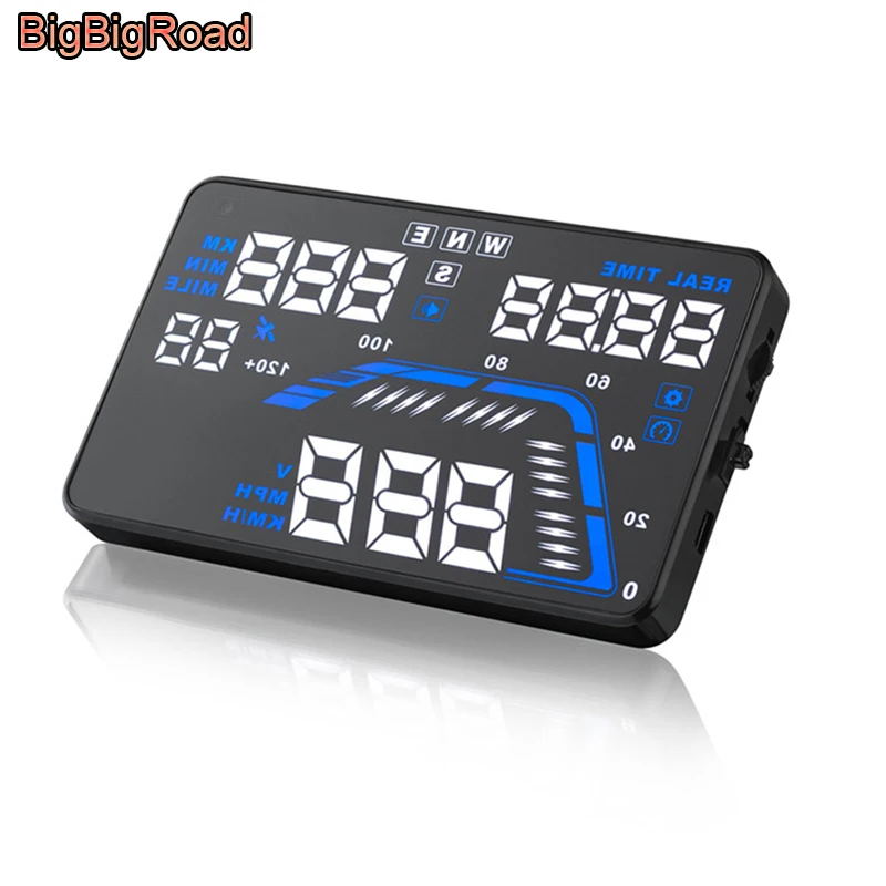 BigBigRoad 5 дюймов Автомобильный GPS HUD Дисплей лобовое стекло проектор Спутниковое