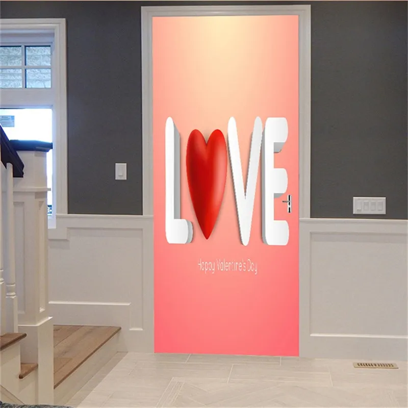 Door Stickers37 Новая настенная дверь паста ваза с лилиями шаблон наклейки Diy самоклеющиеся водонепроницаемые обои постеры для украшения дома - Цвет: Door Stickers37