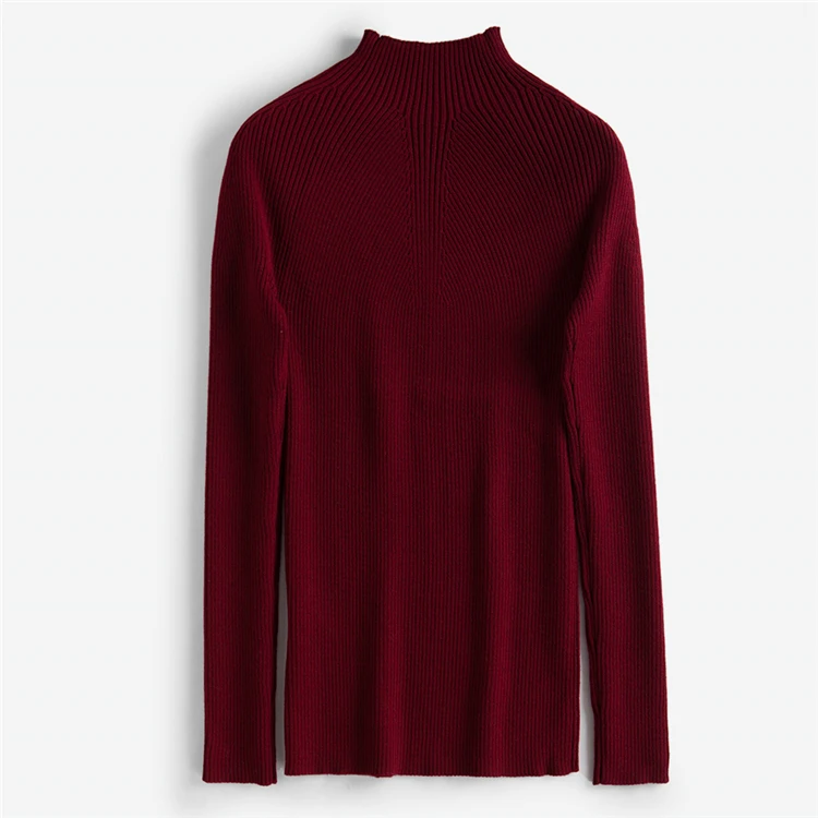 silk cashmere wool knit women half high collar pullover sweater vertical striped claret 3colors one&ampover size | Женская одежда