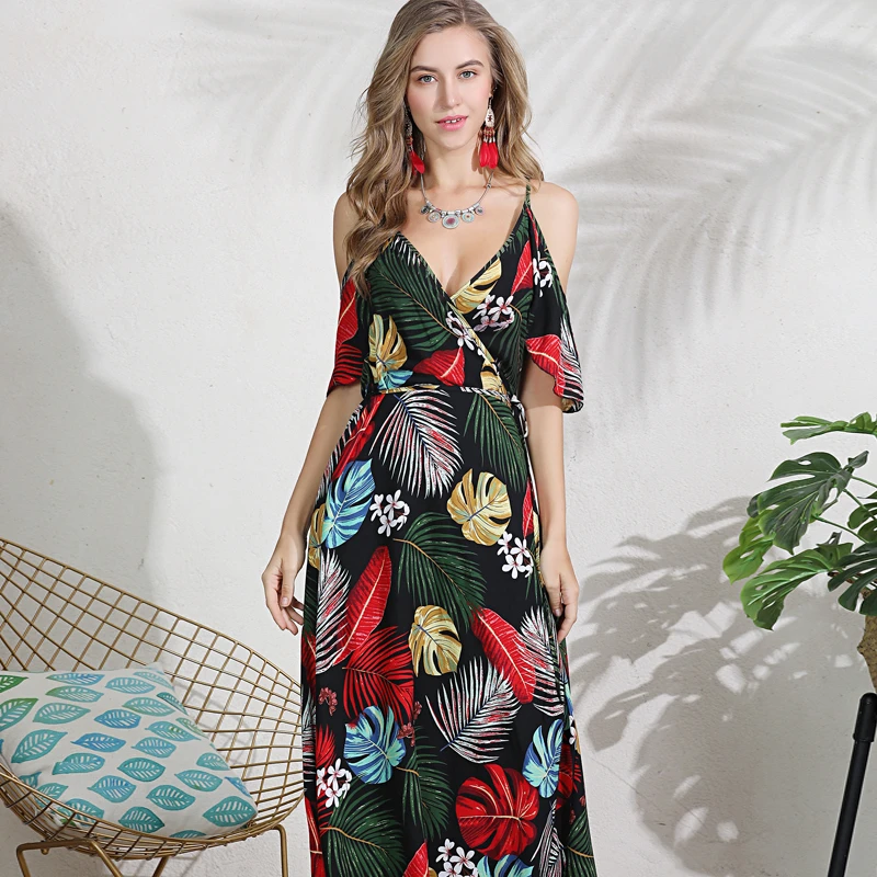 Женское длинное вечернее платье винтажный Макси-сарафан с v-образным вырезом и