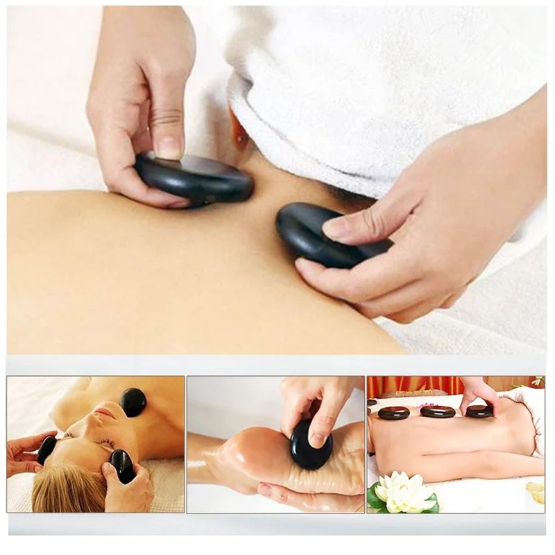 12 шт. Профессиональный небольшой массажный набор горячих камней натуральные