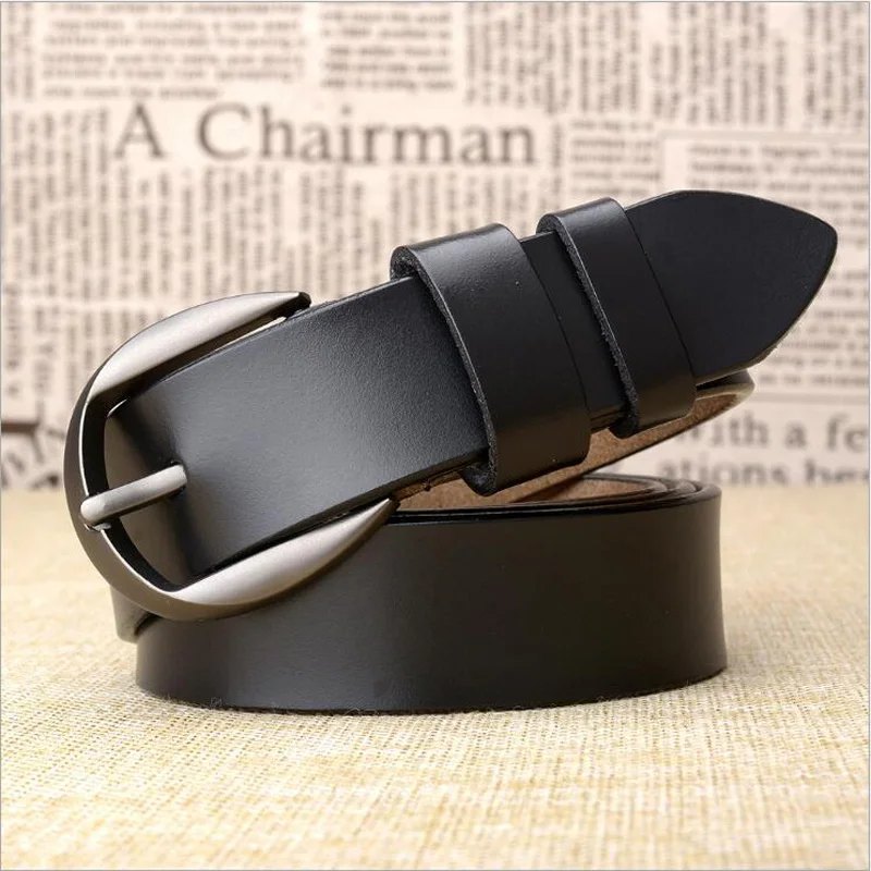 Женский ремень из натуральной воловьей кожи черный и коричневый облегающий с