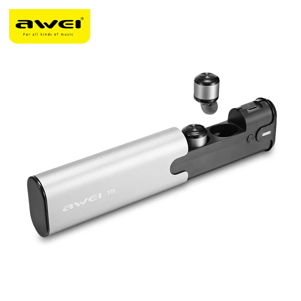 Awei T8 Mini Wireless Earphone Bluetooth TWS Twins True CVC Noise Cancelling Earbuds Headset with Microphone One Key Control | Электроника