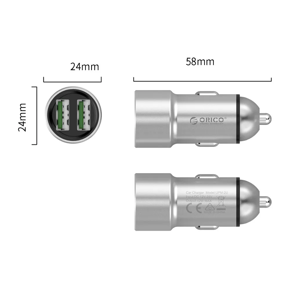 Автомобильное зарядное устройство ORICO 5 В 2 1 а с двумя портами USB для iPhone Samsung