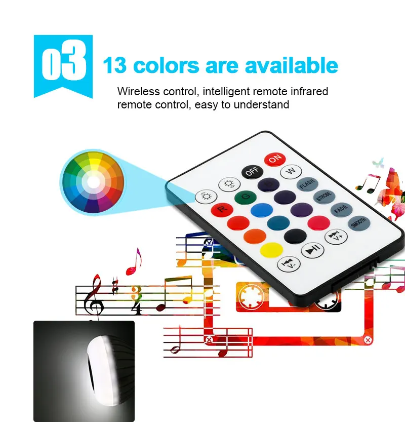 Смарт E27 RGB Bluetooth динамик Светодиодная лампа 12 Вт Музыка Воспроизведение Регулируемая Беспроводная Светодиодная лампа с 24 клавишами дистанционного управления