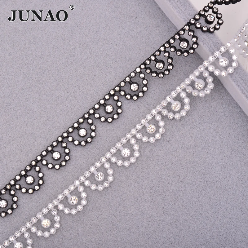 JUNAO, 1 ярд, прозрачные черные стразы для шитья, декоративная лента, кристальная лента для аппликации, Стразовая окантовка для одежды