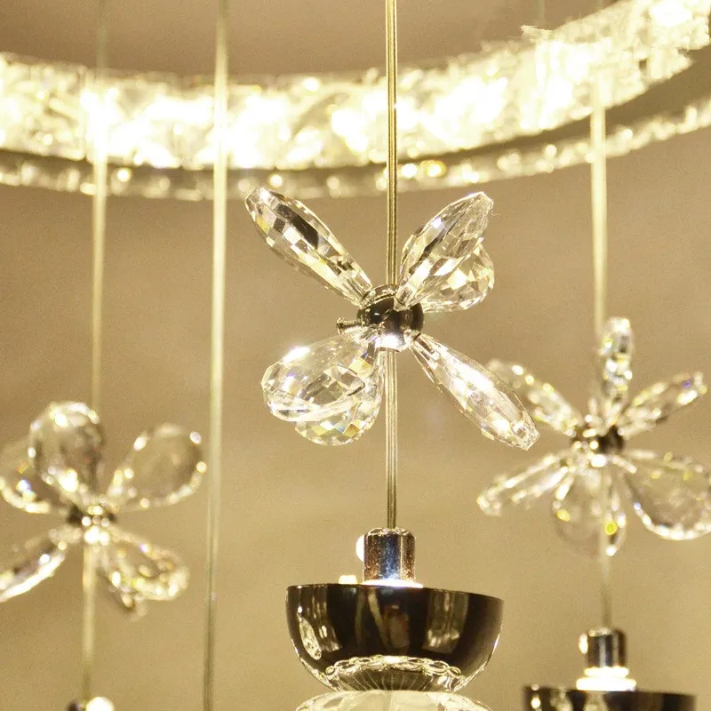 Современный светодиодный светильник-люстра из нержавеющей стали lustre para sala светодиодный Kroonluchter комнатная Подвесная лампа хрустальная люстра светильник