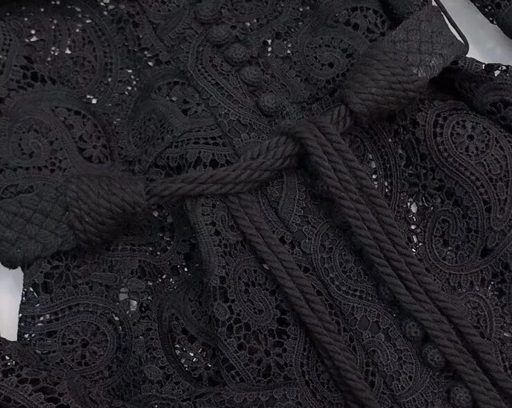 woman ladies fashion lace lantern long sleeve dress