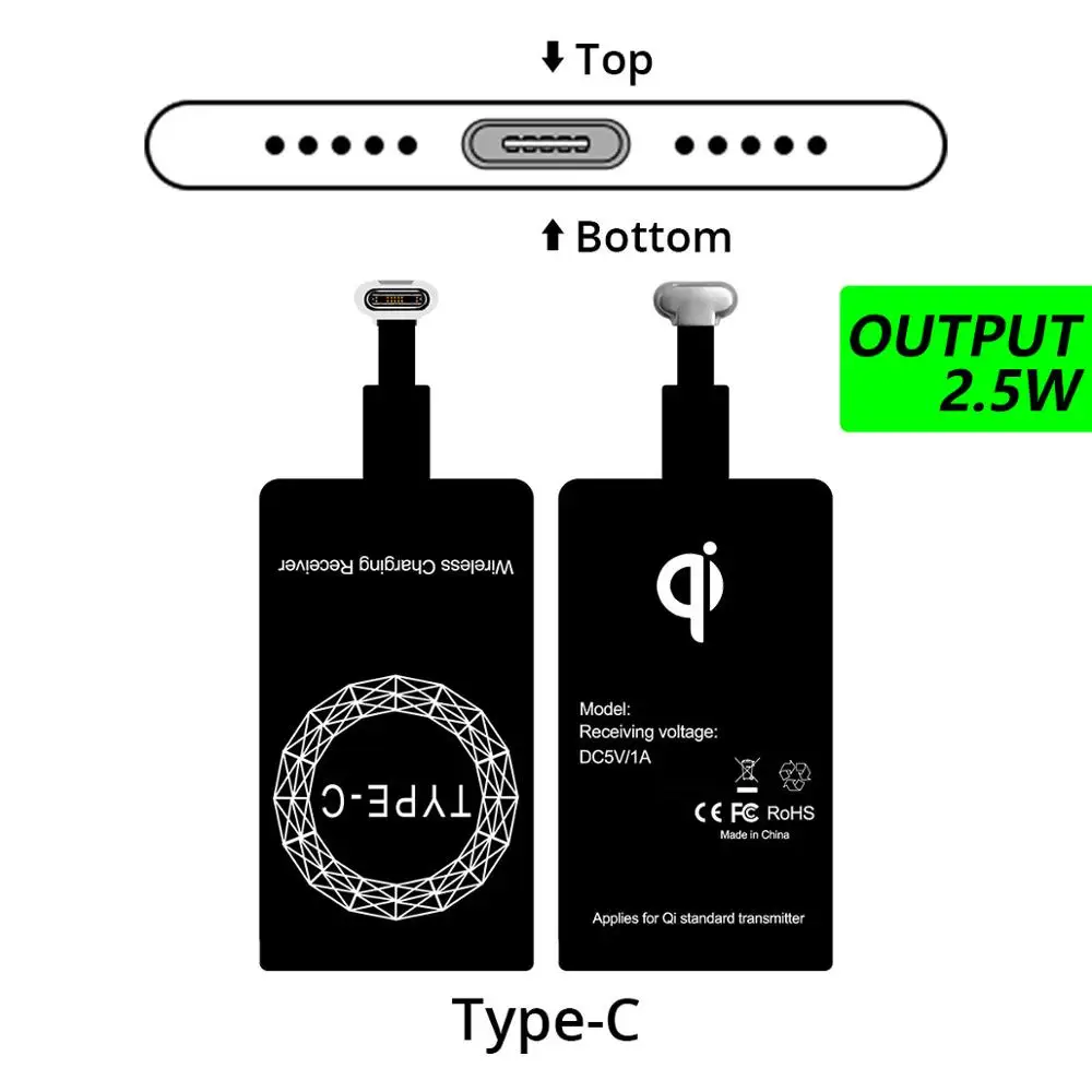 ANMONE беспроводной зарядный приемник Универсальный Android Micro usb type-C Qi Беспроводное зарядное устройство Модуль зарядного устройства для мобильного телефона - Тип штекера: 2.5W Type C