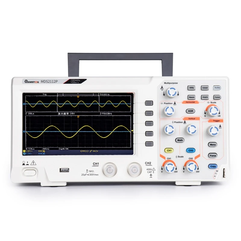MUSTOOL MDS2112P ультратонкий двухканальный цифровой осциллограф 7 дюймов TFT цветной экран Автоматическое Измерение формы волны