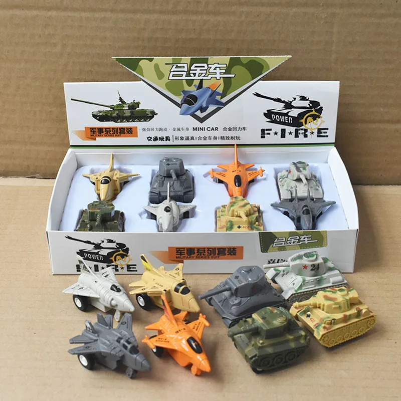 

Mini-Return Alloy Tank Aircraft Military Model Toys Children's Pocket Fighter Toy Set Old War Interactive Gift for Baby Kids
