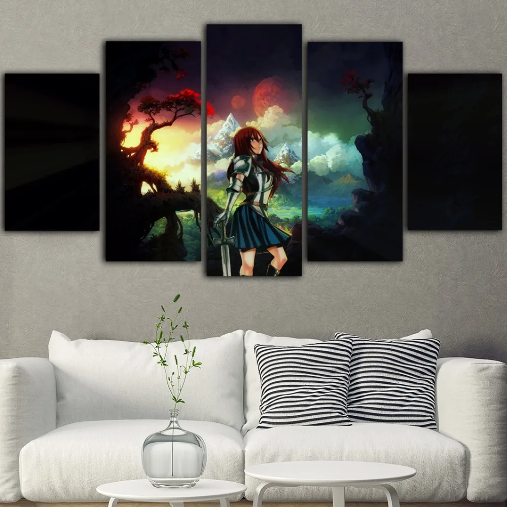 5 шт. картина из парусины сказочный хвост Peinture Sur Toile постер аниме картины для