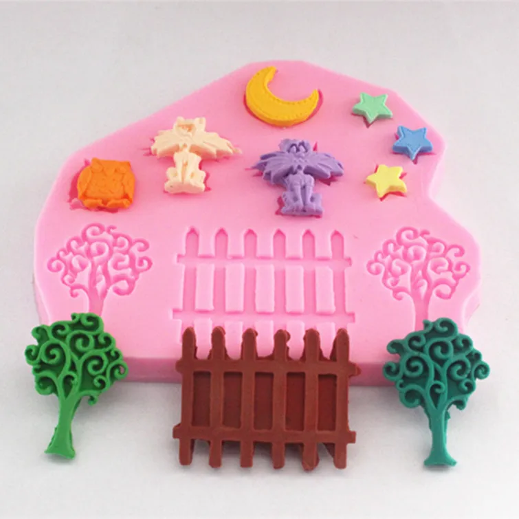 Силиконовая форма для украшения торта в виде Ночной Совы маленькой садовой кошки