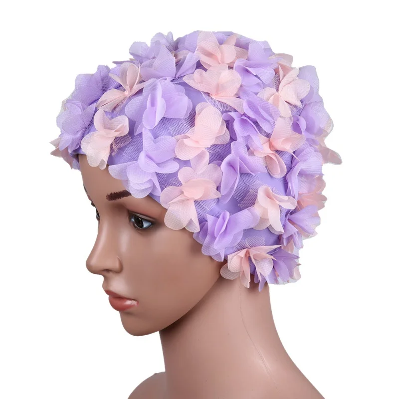 

2018 Summer Women Swimming Hat Petals Cap Swim Pool Swimming Cap Free size For Bathing Cap